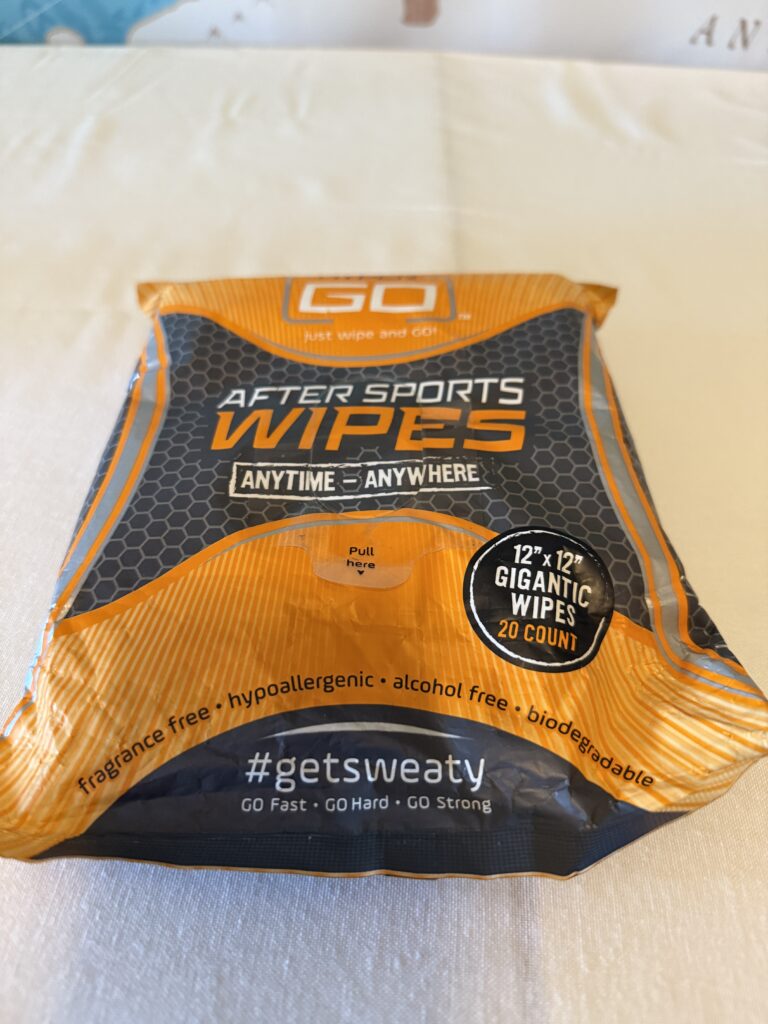 HyperGo full-body cleansing wipes in pack, large biodegradable wipes for camping and outdoor use.