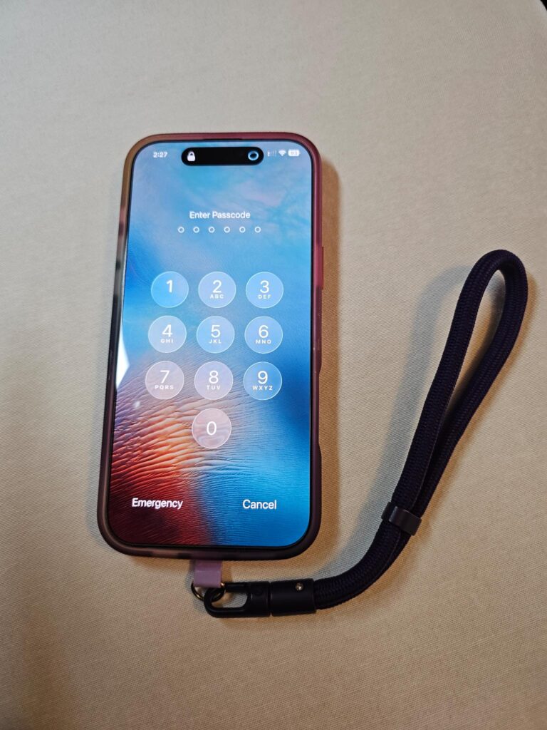 iPhone locked screen showing security settings for international travel safety